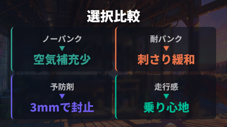 パンクしにくいタイヤの選び方を比較する