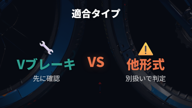まずブレーキ形式を確認しVブレーキの確認点を見る