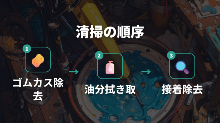 外した後に新しいグリップを入れる前の清掃