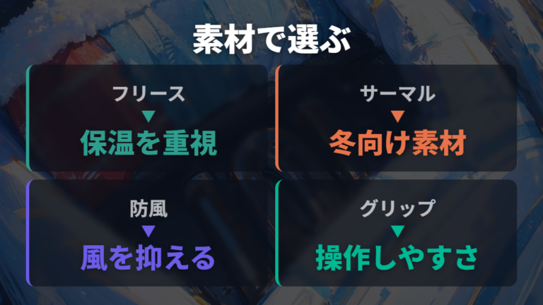 現行ウインターグローブの種類は素材から見る