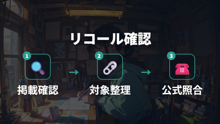リコール確認ではメーカー公式の対象条件と照合する