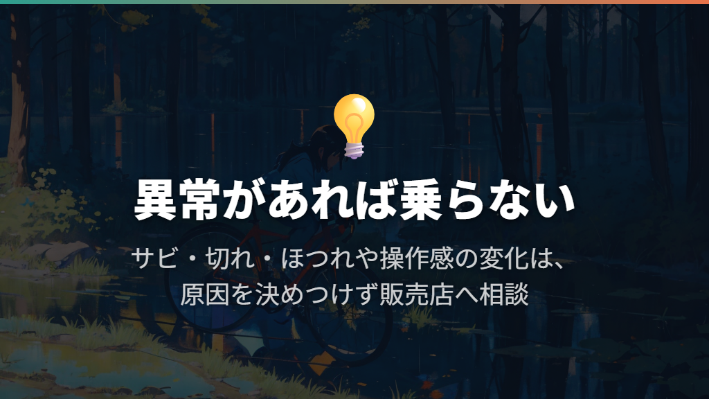 サビ・切れ・ほつれがあれば、交換時期を待たない