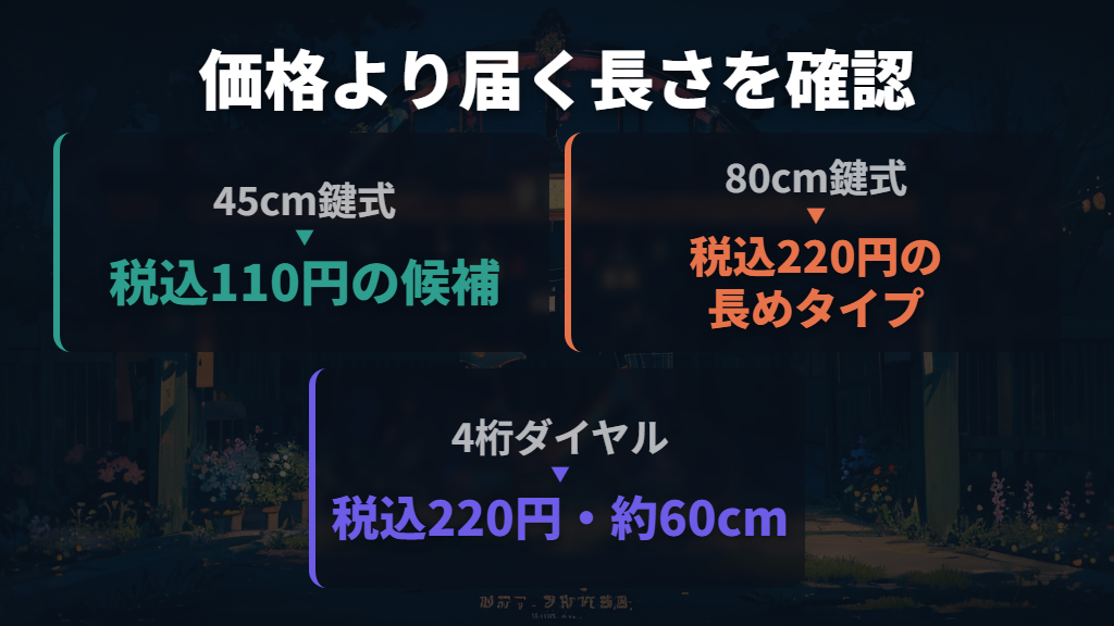 ダイソーは110円の鍵式から選べる