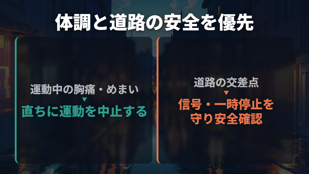 体調の異変と道路の安全を優先する