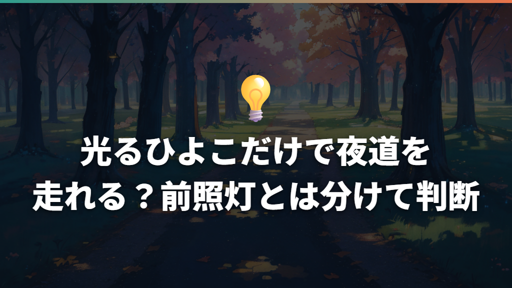 光るひよこだけで夜道を走れる?前照灯とは分けて判断