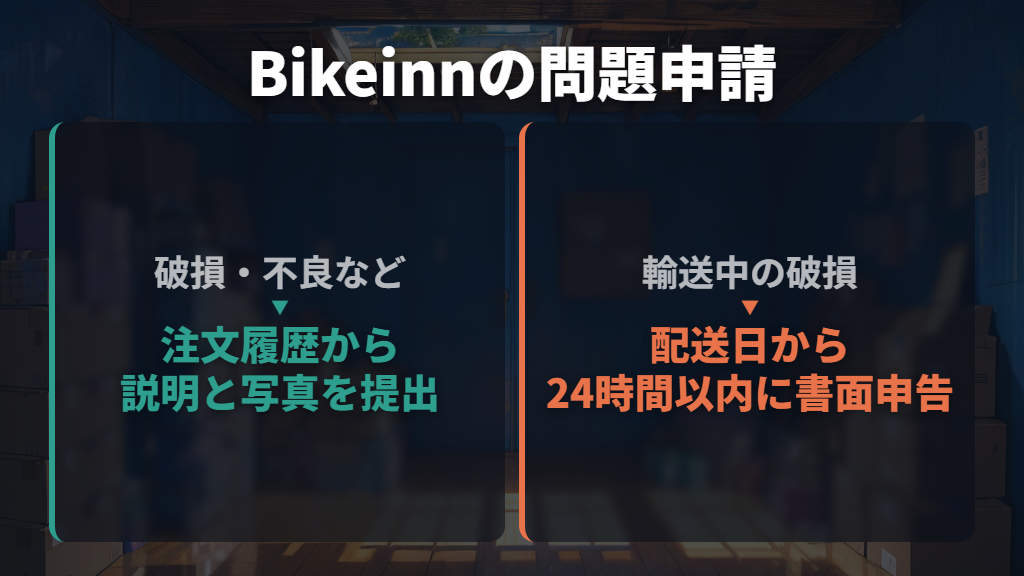 不良・誤配送・輸送破損は通常返品と分けて連絡する