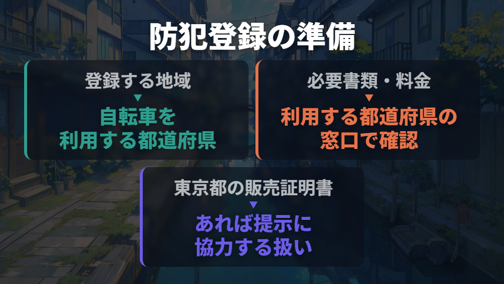 防犯登録は使う都道府県で準備する