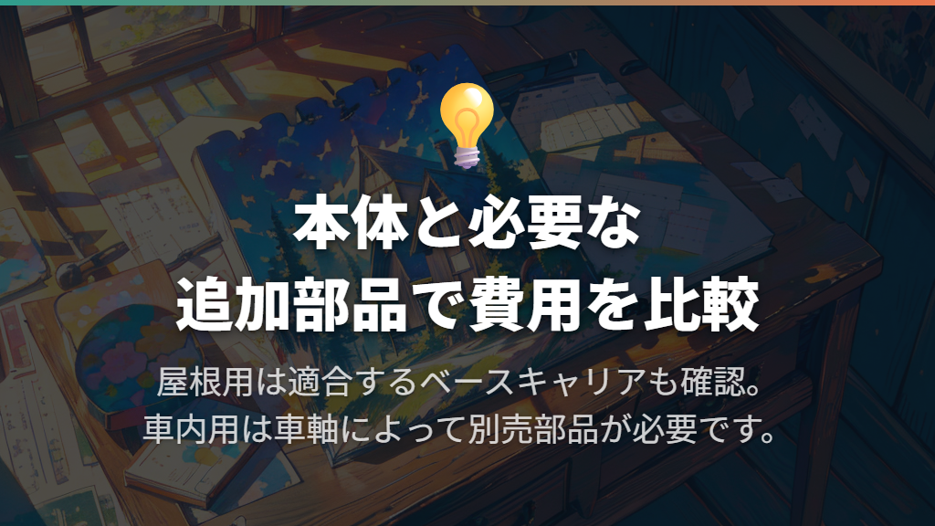 価格は本体と追加部品を合わせて比べる