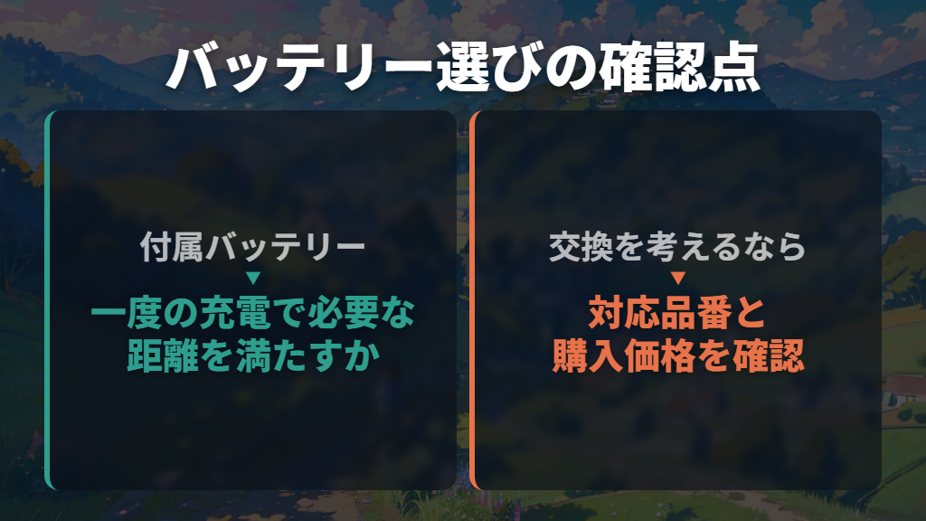 必要な走行距離と交換バッテリーの費用を先に考える