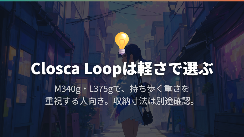 Closca Loopは軽さと普段着への合わせやすさで選ぶ